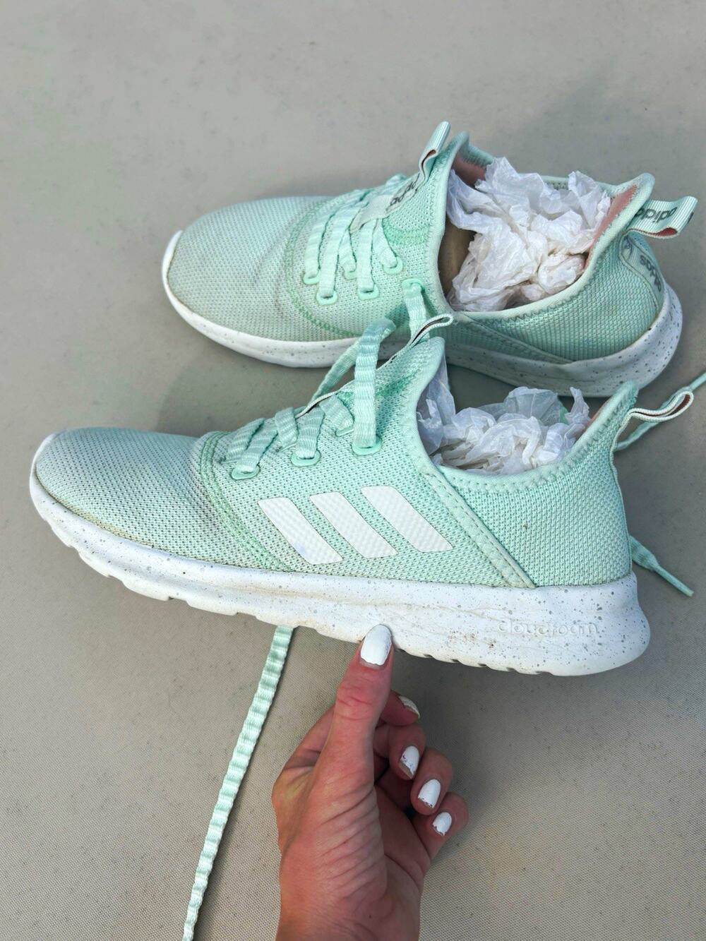 adidas Lite Racer RBN Green/White Mesh Lace Up Sneakers Women’s Size 8